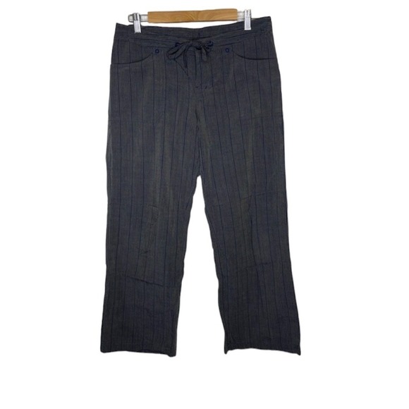 Patagonia Gray Blue Pinstripe Print Dappled Light Tie Waist Straight Leg‎ Pants - Picture 1 of 8
